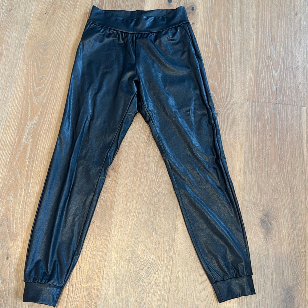 Commando Shimmery Black Faux-Leather Jogger Pants